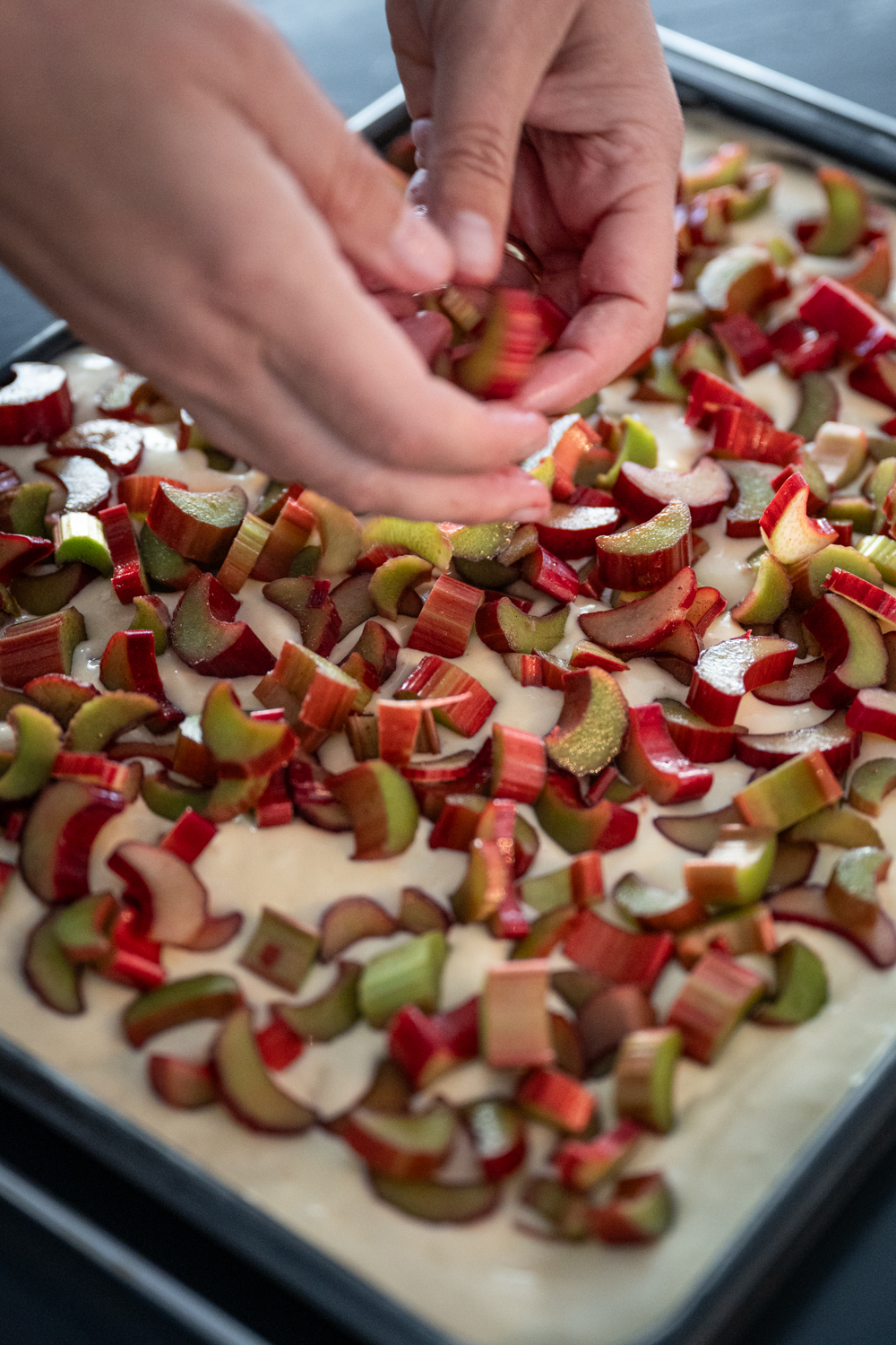 Fast rhubarb cake from the sheet metal recipe trickytine