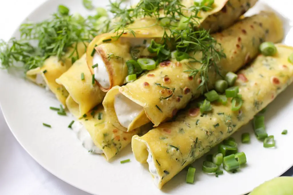 Vegan pancakes with herbs