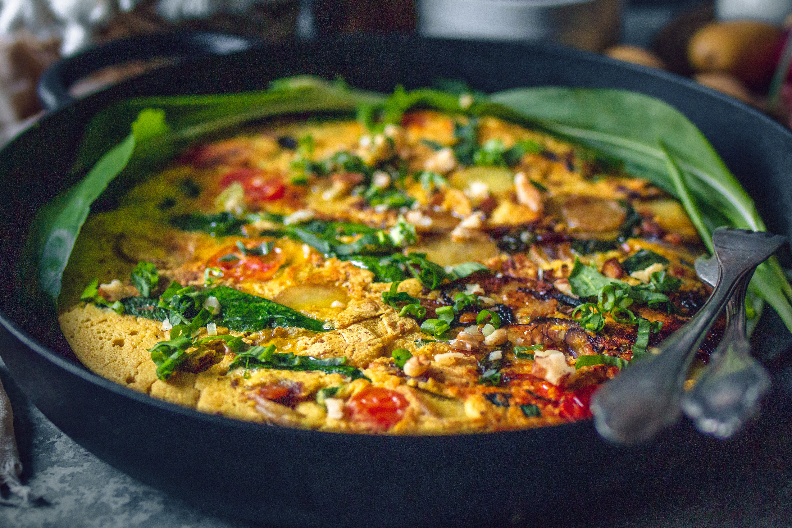 Vegan wild garlic frittata