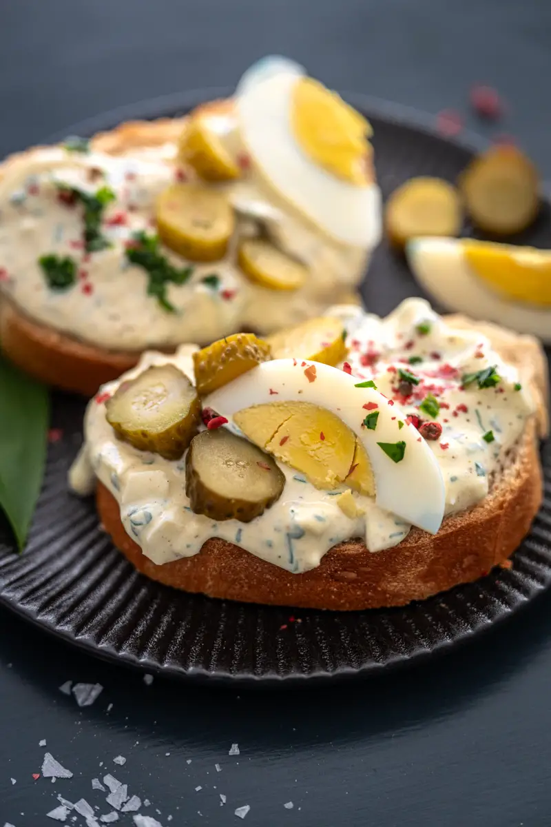Egg salad without Mayo with sour cream and mustard trickytine