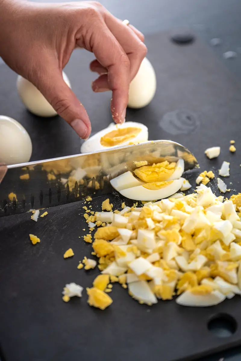 Egg salad without Mayo with sour cream and mustard trickytine