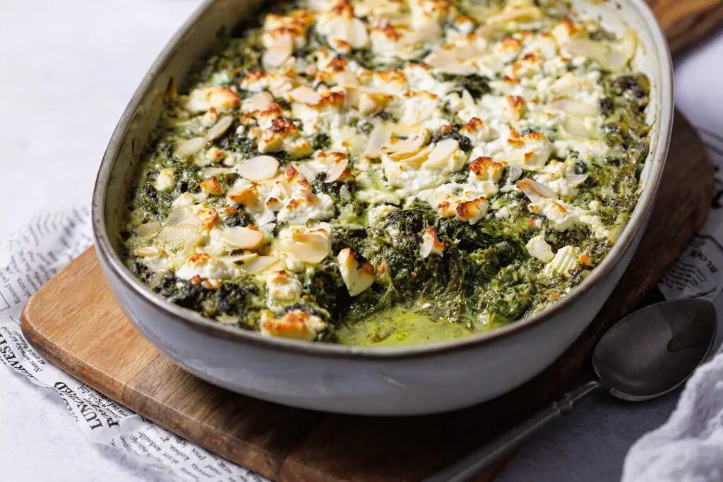Keto feta spinach casserole
