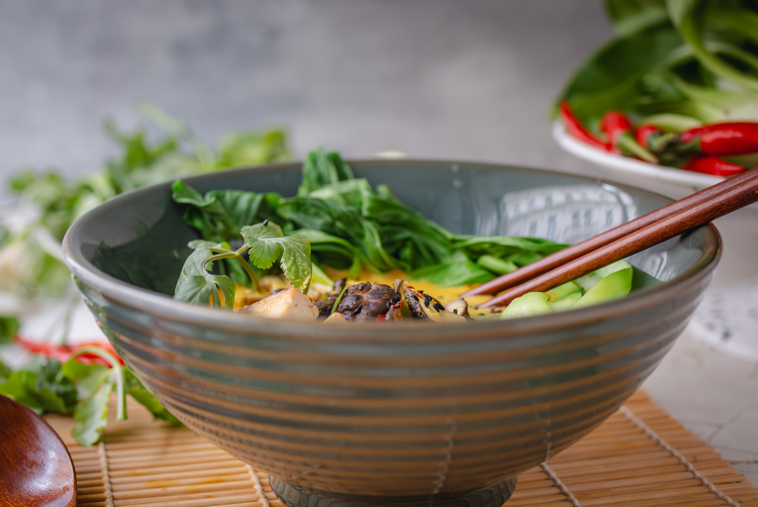 Vegan coconut soup Tom Kha