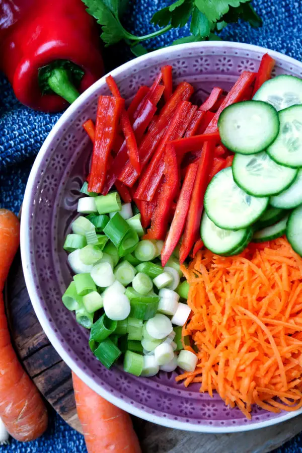 Small -cut vegetables in the bowl