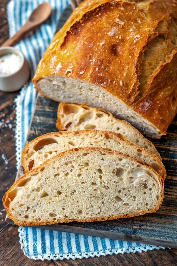 Fresh bread cut into slices
