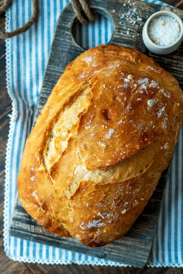 Freshly baked bread on the wooden board