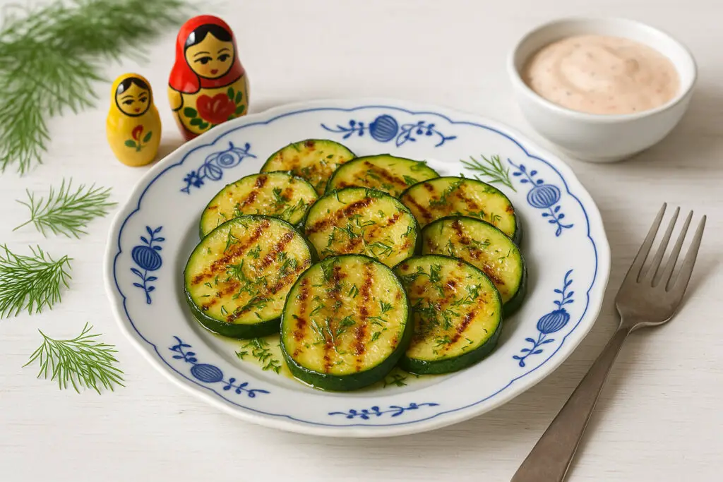 Grilled cucumber slices