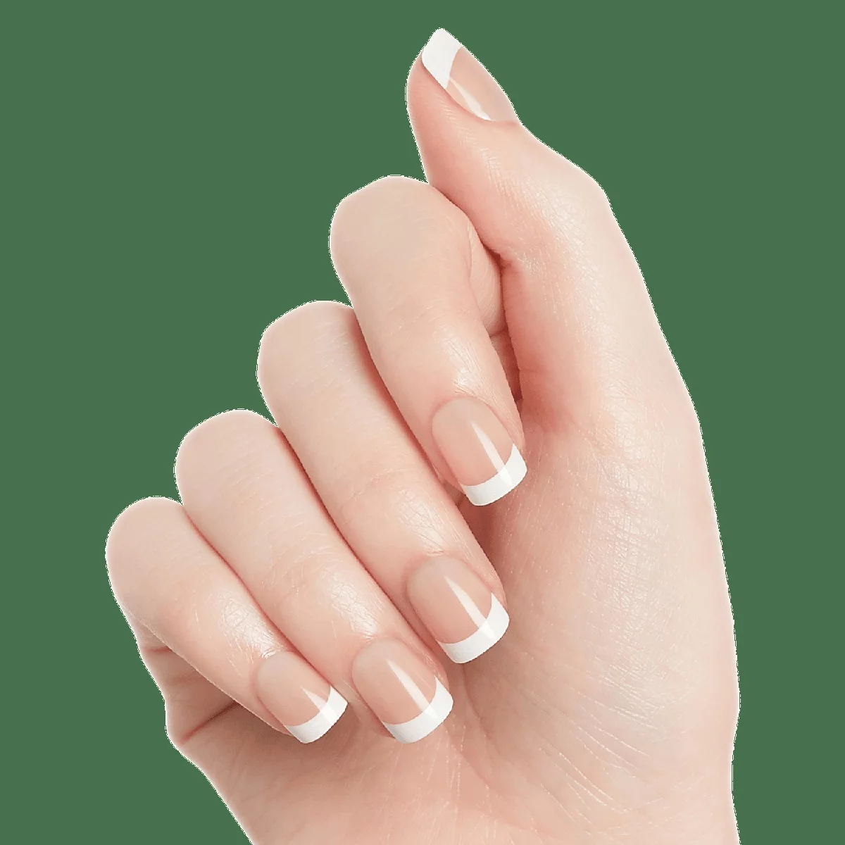 angular French nails in pink with white tips