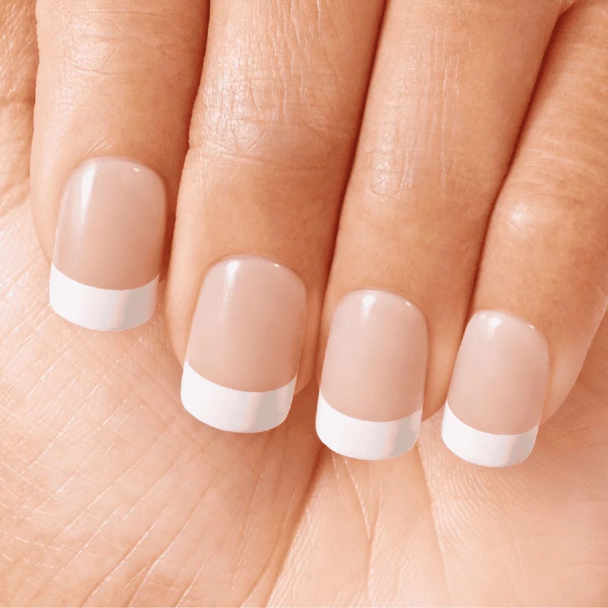 Round nails with white tip - classic French nails