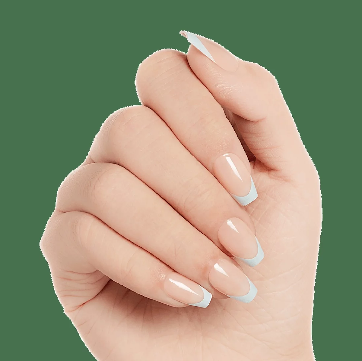 Classic French nail design - pink and pearl white combined