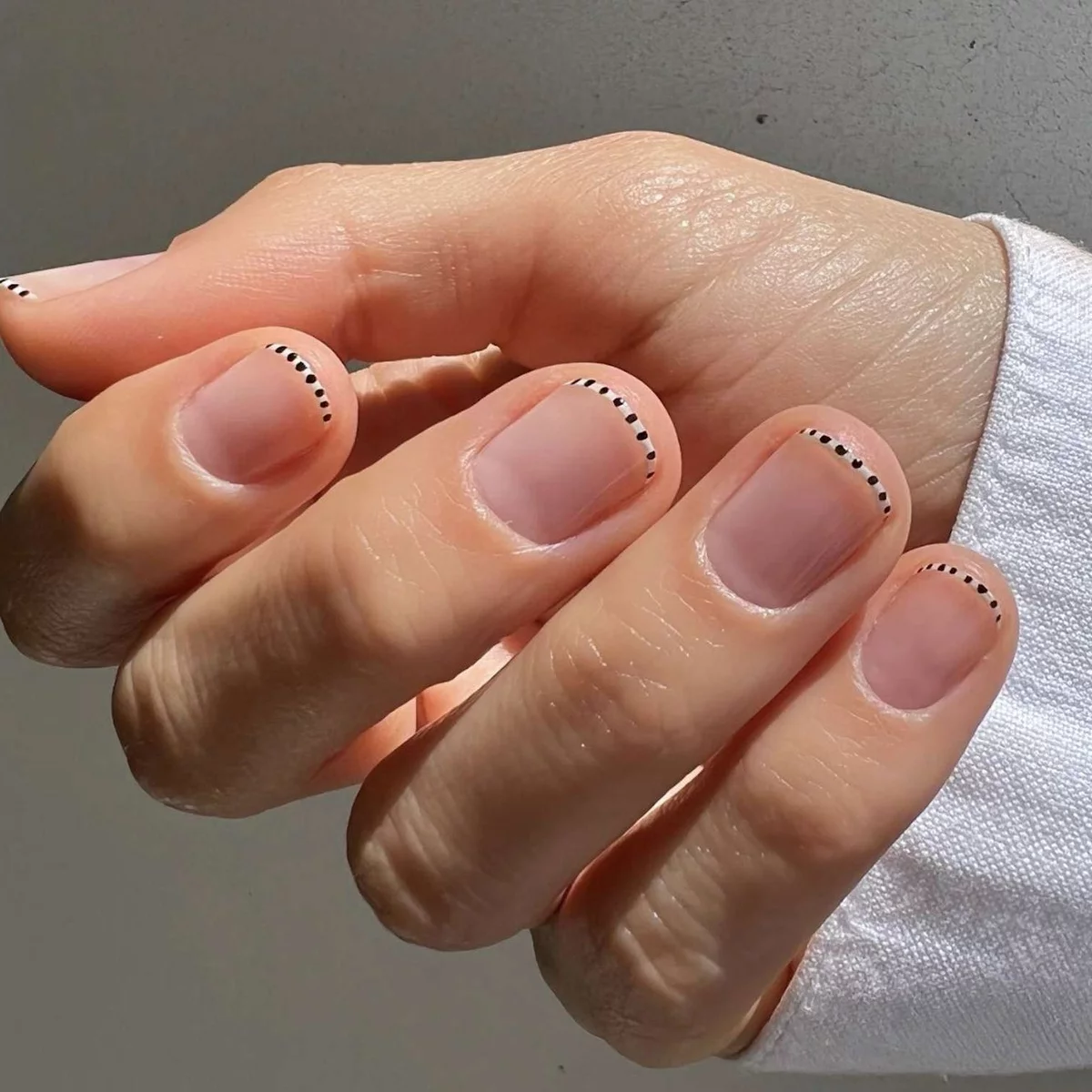 French nails in pearl white - classic nail design from France 