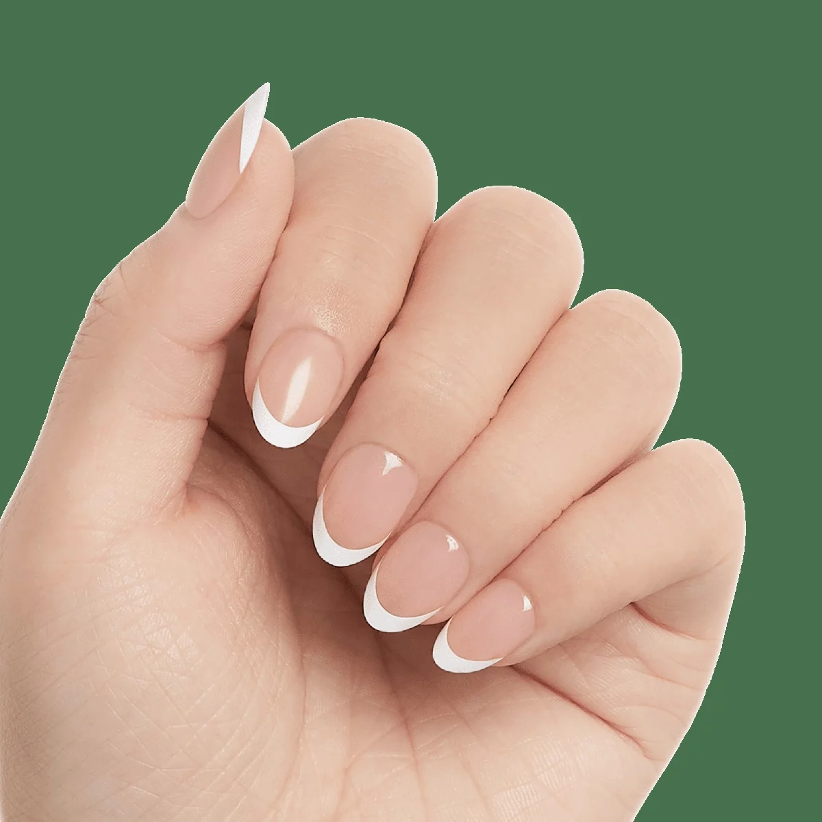 Pink nails not very long with white tips - classic French nails