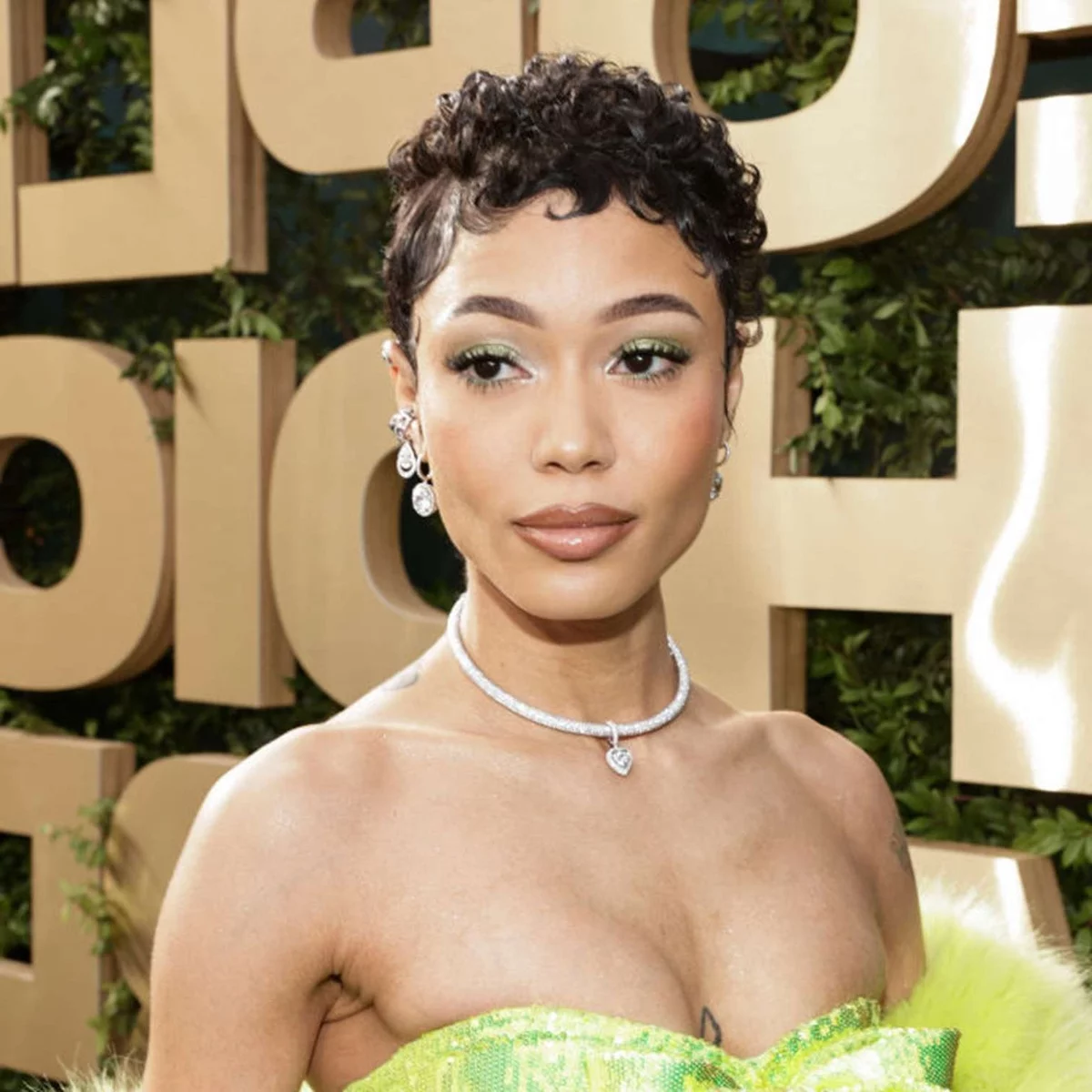 Beautiful woman with a short curly hair 