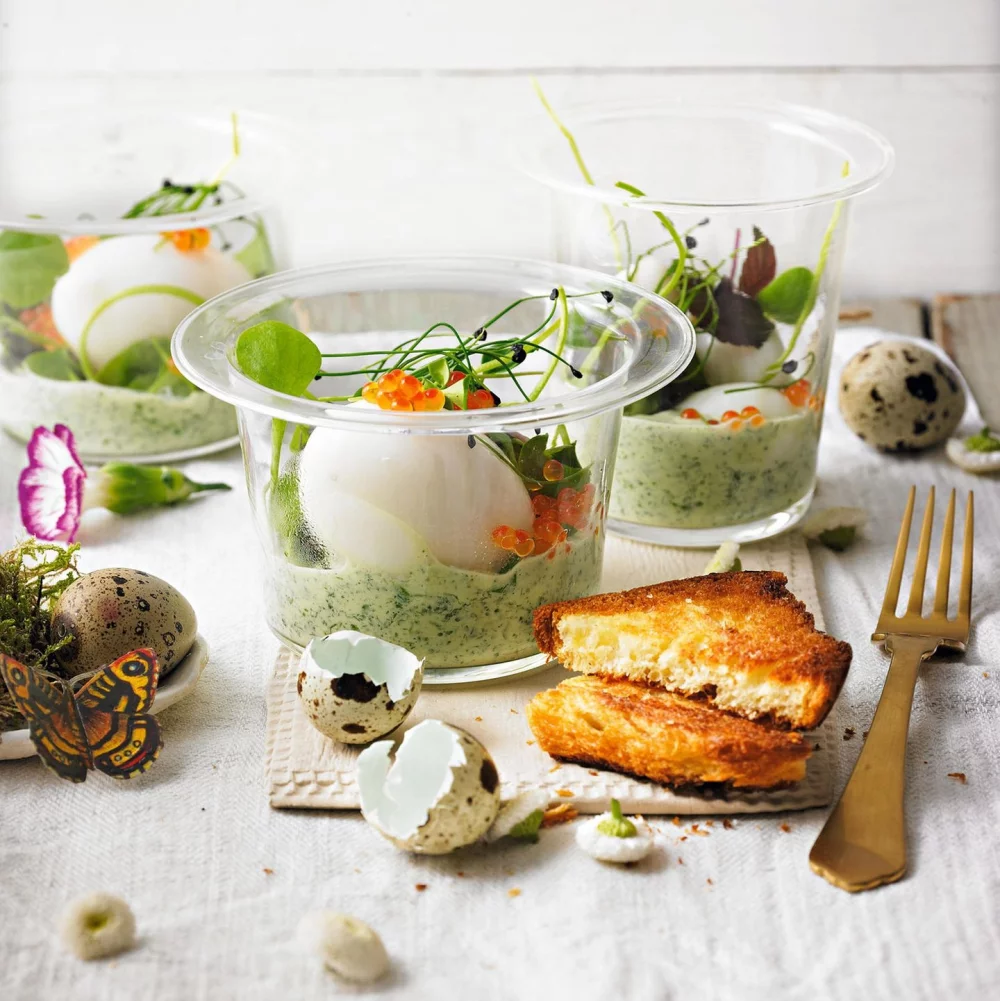 Easter breakfast ideas - hard -boiled eggs in the glass