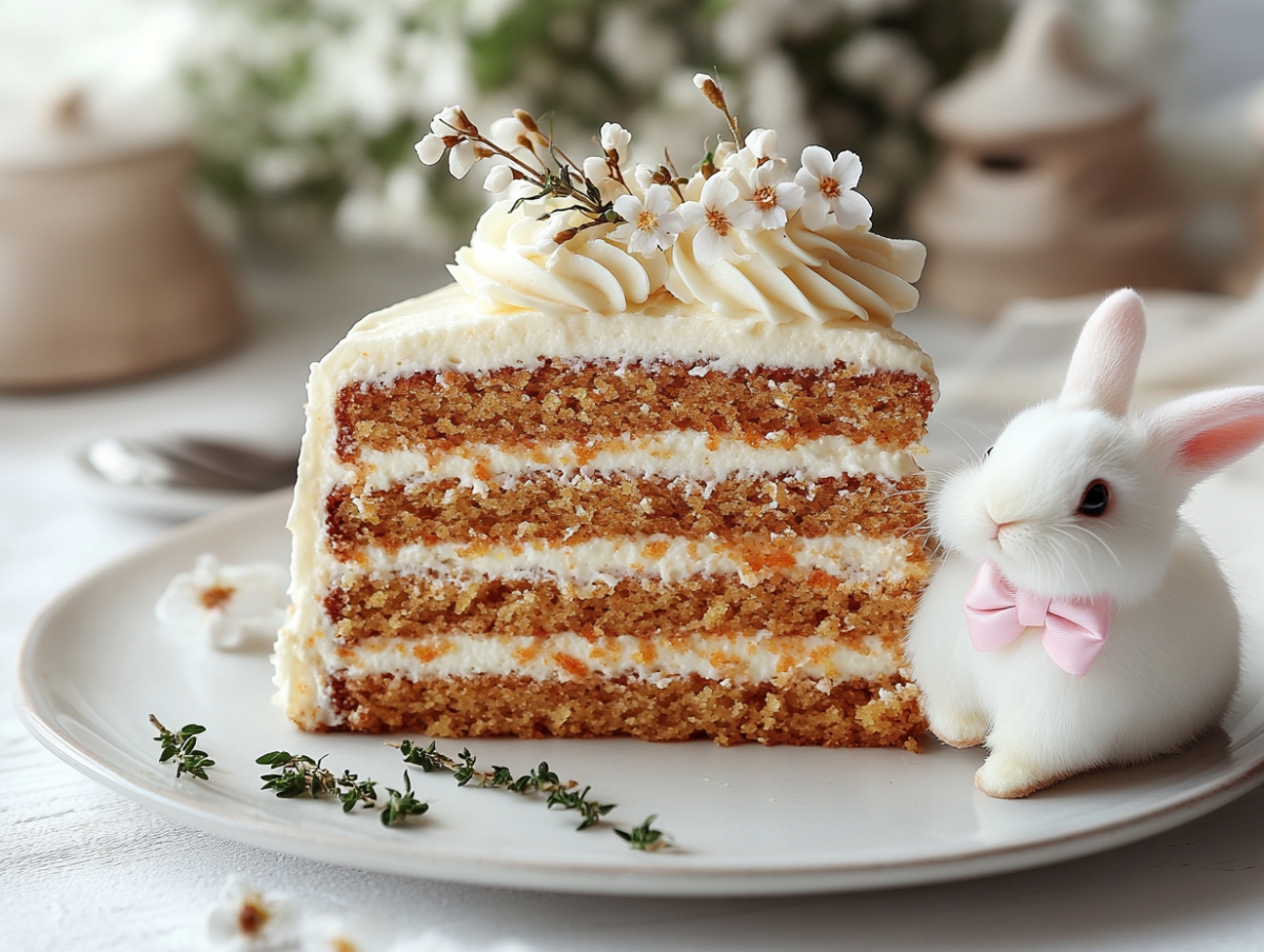 Decorate the carrot cake with rabbits