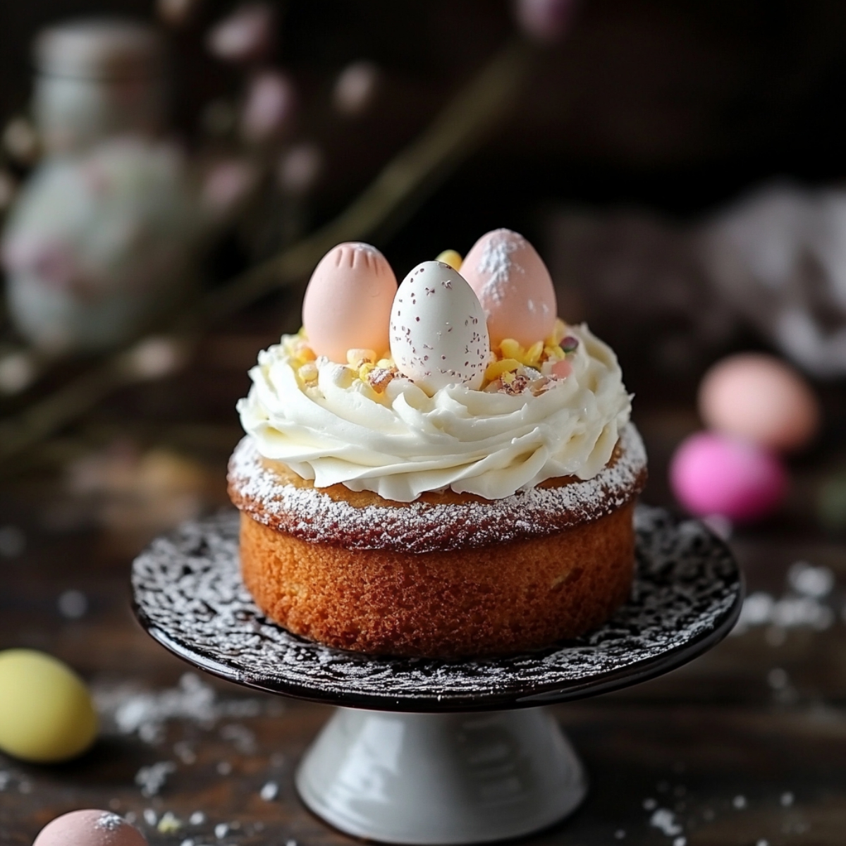 Decorate Easter cakes with colorful eggs