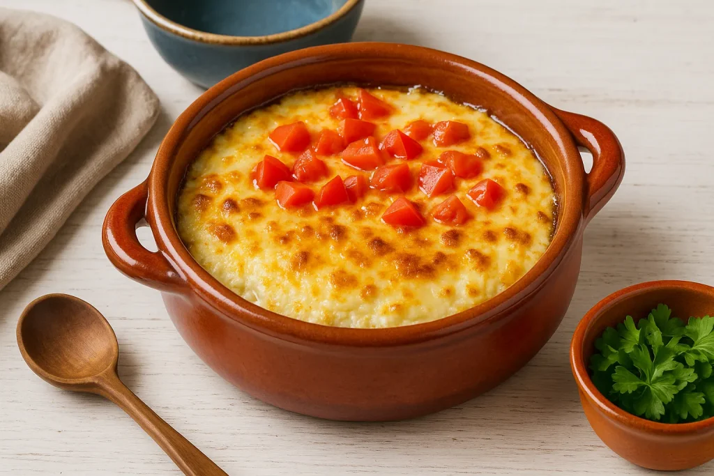 Baked sheep's cheese with tomato (Pecheno Sirene Po Shopski)