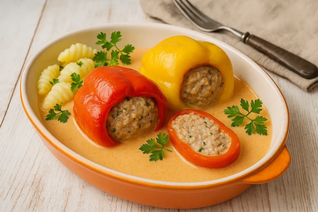 Filled peppers in cream