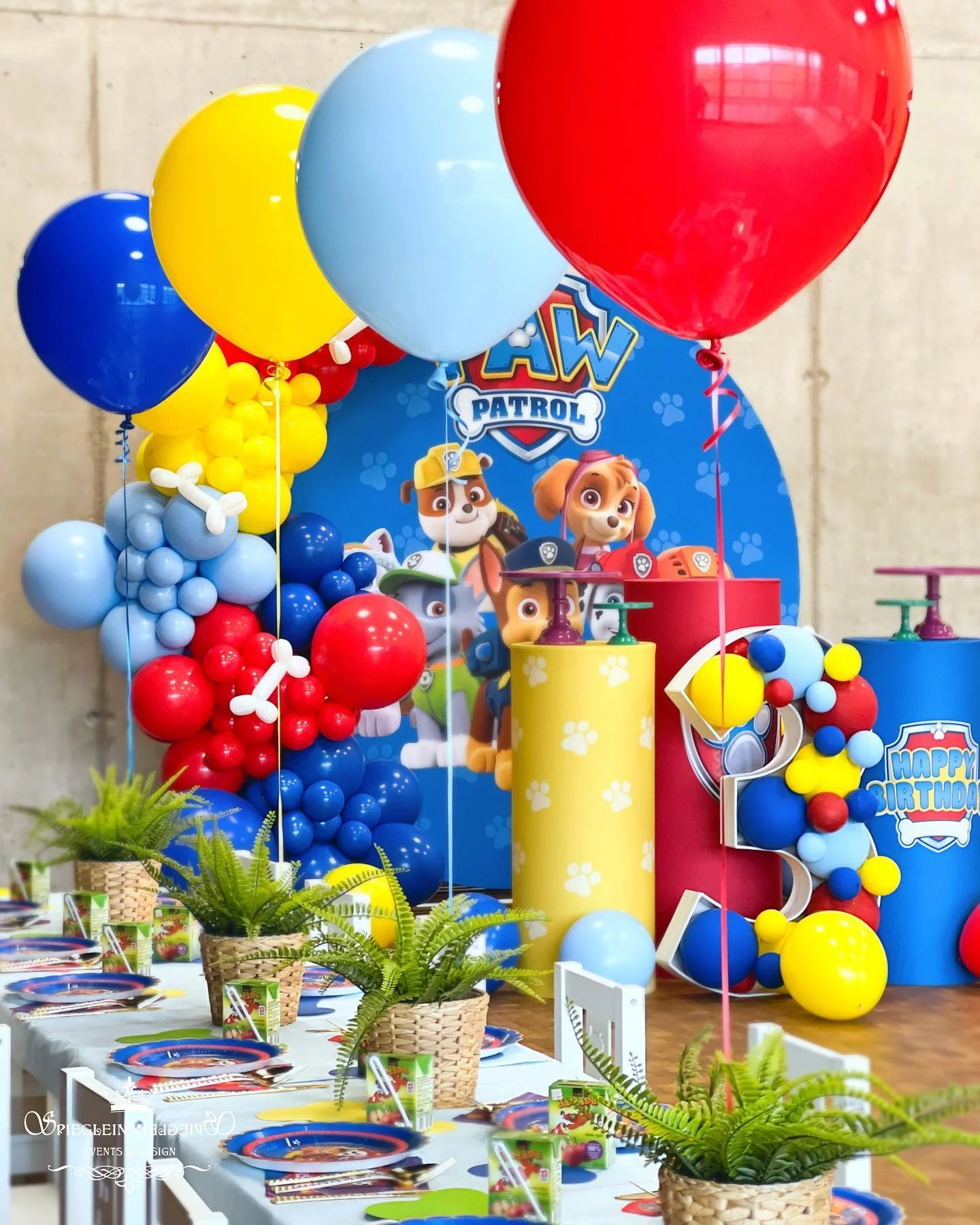 Paw Patrol Team and their happy colors Organize Paw Patrol birthday - happy decoration in bright colors