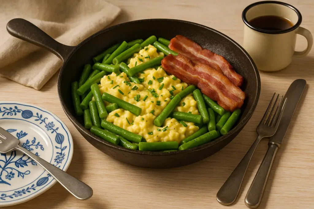 Small eggs with green beans