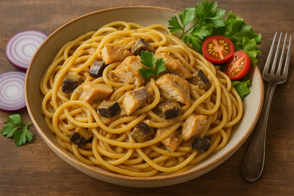 Spaghetti with smoked fish